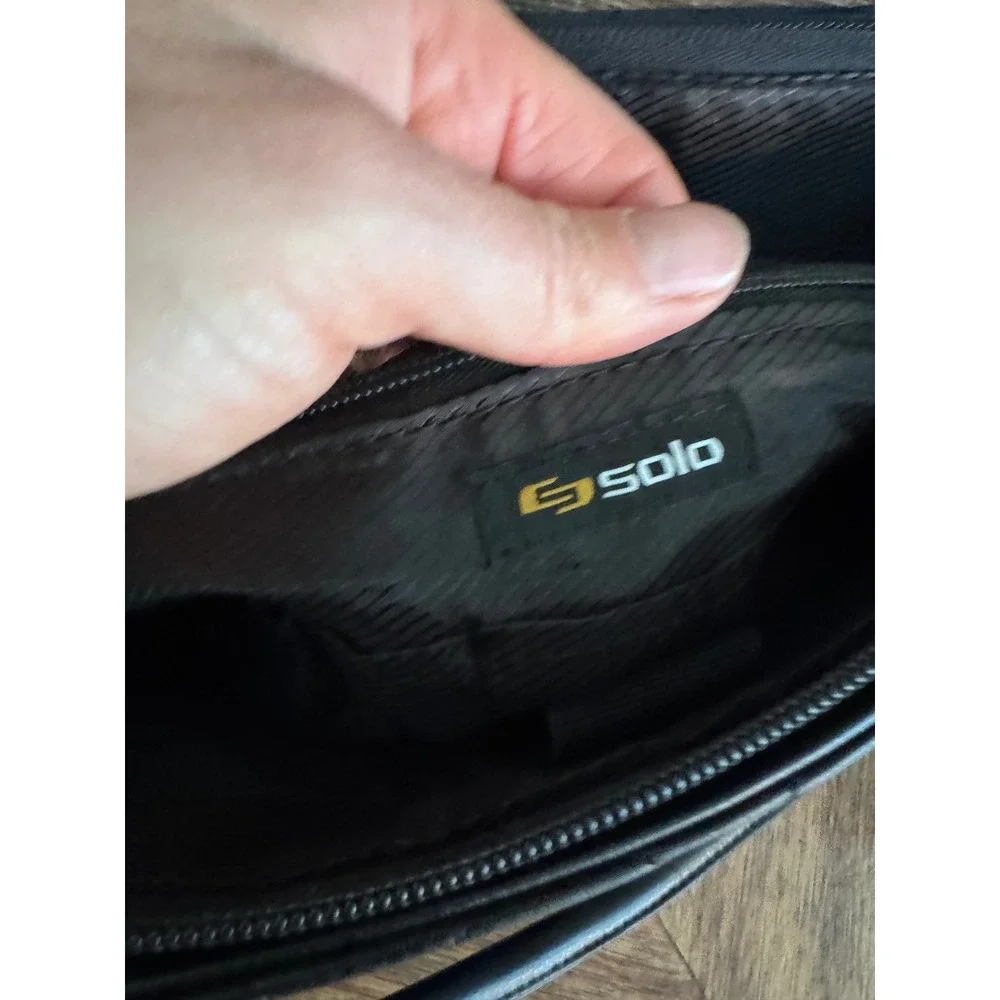 Solo New York Quilted Laptop Tote Bag Black Work Briefcase Crossbody Strap